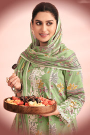 Cotton Hand Block Print Sea Green Daily Wear Dress